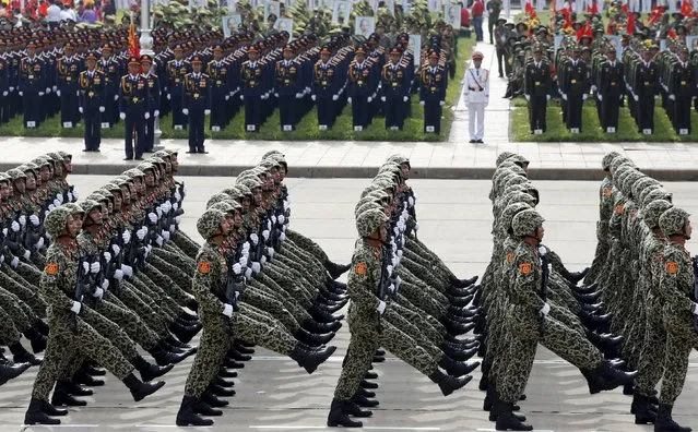 Vietnamese soldiers of a commando unit march during a parade marking their 70th National Day at Ba Dinh square in Hanoi, Vietnam September 2, 2015. (Photo by Reuters/Kham)