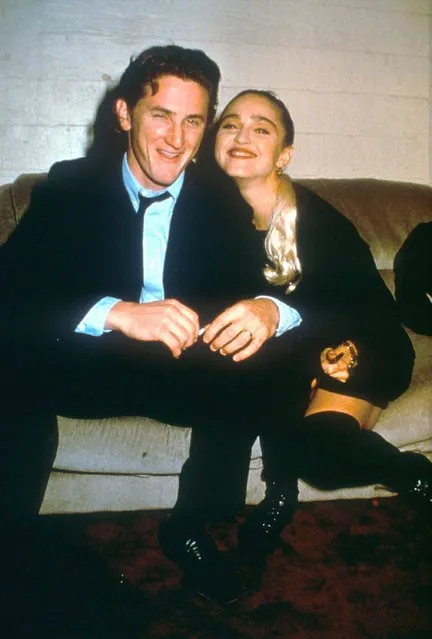 Sean Penn and Madonna relax while attending an AIDS benefit November 11, 1987 in Los Angeles. (Photo by Laura Luongo/Liaison)
