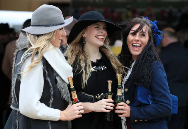 Racegoers during Ladies Day of the 2018 Cheltenham Festival at Cheltenham Racecourse in Cheltenham, England on March 14, 2018. (Photo by Mike Egerton/PA Images via Getty Images)