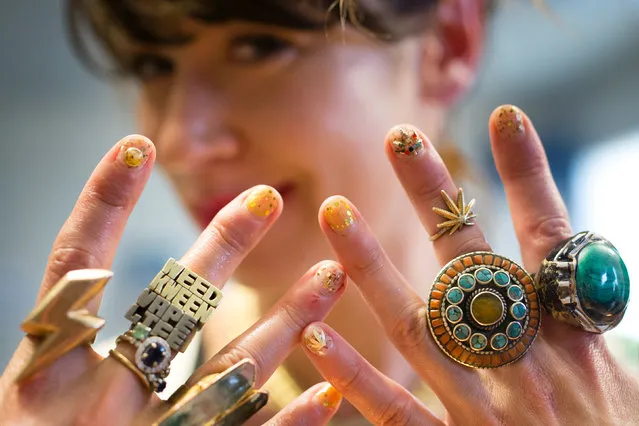Elise McRoberts displays an assortment of rings and nail designs, many of which are cannabis-themed, in Oakland, California, U.S. April 20, 2018. Friday marked the first “4/20” since the sale of recreational marijuana became legal on January 1. (Photo by Elijah Nouvelage/Reuters)