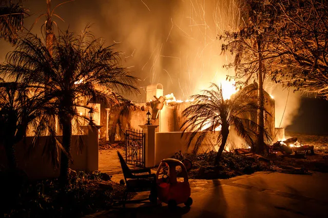 Wildfire destroy homes in Goleta, Calif., on July 7, 2018. (Marcus Yam/Los Angeles Times via Getty Images)