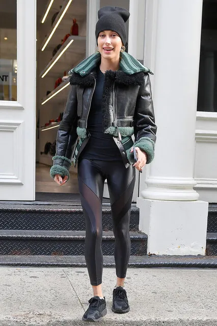 Newly married Hailey Bieber seen in New York City on November 17, 2018. (Photo by Robert O'Neil/Splash News and Pictures)