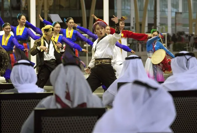 South Korean band, Stray Kids, perform during an official ceremony at Dubai Expo 2020, in Dubai, United Arab Emirates, Sunday, January 16, 2022. (Photo by Kamran Jebreili/AP Photo)