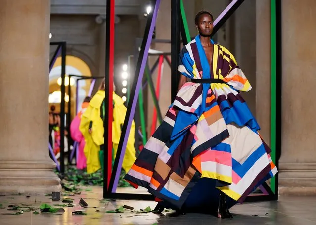 Models on the catwalk during the Roksanda show at The Tate Britain, London, during London Fashion Week 2022 on Monday, February 21, 2022. (Photo by Jonathan Brady/PA Images via Getty Images)