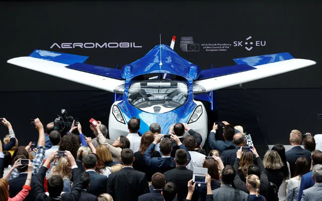 AeroMobil, a flying car prototype, is pictured during a ceremony marking the taking over of the rotating presidency of the European Council by Slovakia, in Brussels, Belgium, July 7, 2016. (Photo by Francois Lenoir/Reuters)