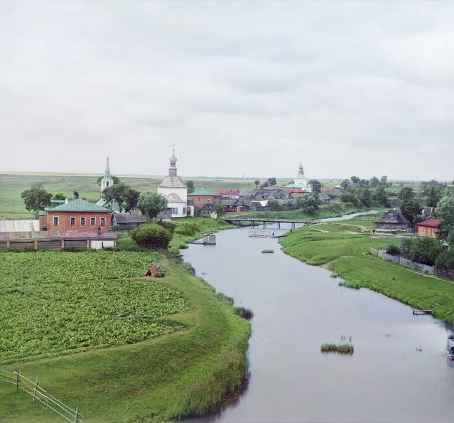 Photos by Sergey Prokudin-Gorsky. View of Suzdal along the Kamenka River. Russia, Vladimir Province, County Suzdal, Suzdal, 1912