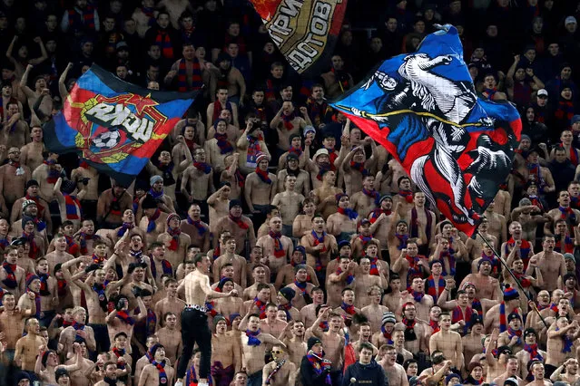 CSKA Moscow' s fans during the UEFA Champions League Group A football match between PFC CSKA Moscow and SL Benfica at the VEB Arena stadium in Moscow on November 22, 2017. (Photo by Sergei Karpukhin/Reuters)