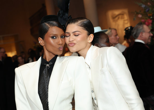 Imaan Hammam and Zendaya attend the 2025 Met Gala Celebrating “Superfine: Tailoring Black Style” at Metropolitan Museum of Art on May 05, 2025 in New York City.  (Photo by Arturo Holmes/MG25/Getty Images for The Met Museum/Vogue)
