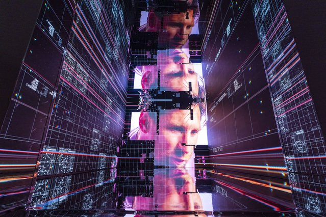 The digital artwork installation “Living Memory: Messi – A Goal in Life” by artist Refik Anadol during an auction press preview at Christie’s in New York, New York, USA, 11 July 2025. Anadol collaborated with Lionel Messi, using AI techniques to transform Messi’s thoughts and emotions about one of his iconic goals into an immersive artwork. The work is being auctioned online until 22 July 2025, with proceeds benefiting multiple charitable organizations. (Photo by Justin Lane/EPA)