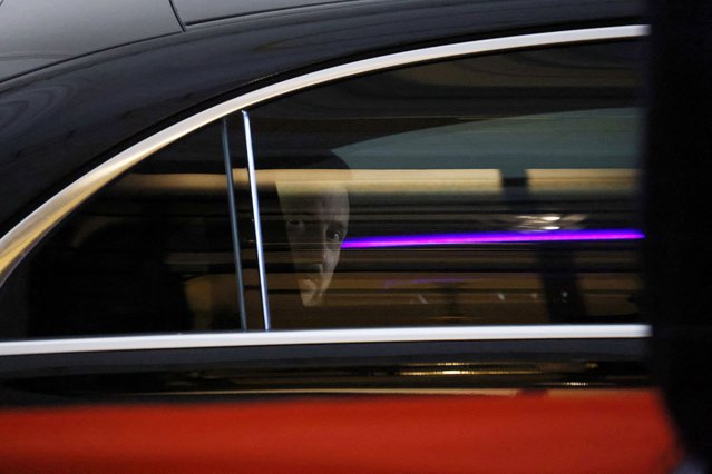 Ukraine's President Volodymyr Zelenskiy arrives in his car for a meeting with the Belgian Prime Minister to sign a bilateral security accord in Brussels, Belgium,on May 28, 2024. (Photo by Kenzo Tribouillard/Pool via Reuters)