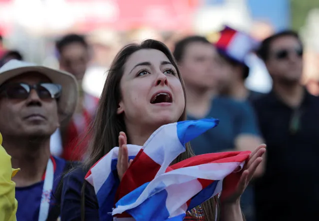 Costa Rica fans during the group E match between Costa Rica and Serbia at the 2018 soccer World Cup in the Samara Arena in Samara, Russia, Sunday, June 17, 2018. (Photo by Henry Romero/Reuters)