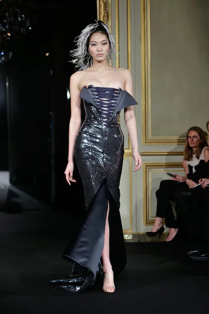 A model wears a creation by French designer Alexis Mabille as part of his Spring-Summer 2015 Haute Couture fashion collection, presented in Paris, France, Monday, January 26, 2015. (Photo by Thibault Camus/AP Photo)