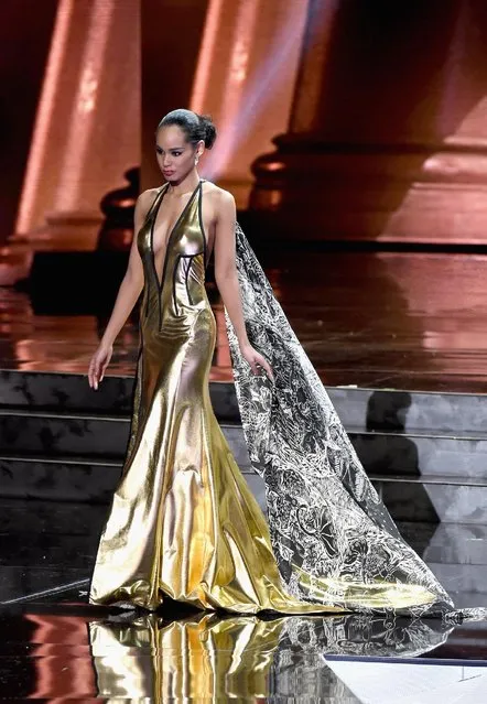 Miss Japan 2015, Ariana Miyamoto, competes in the evening gown competition during the 2015 Miss Universe Pageant at The Axis at Planet Hollywood Resort & Casino on December 20, 2015 in Las Vegas, Nevada. (Photo by Ethan Miller/Getty Images)