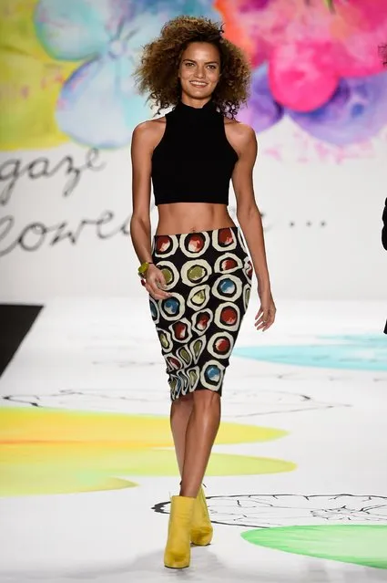 A model walks the runway at the Desigual fashion show during Mercedes-Benz Fashion Week Fall 2015 at The Theatre at Lincoln Center on February 12, 2015 in New York City. (Photo by Frazer Harrison/Getty Images for Mercedes-Benz Fashion Week)