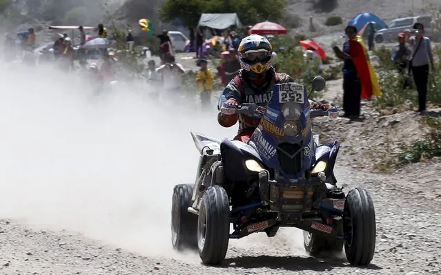 Marcos Patronelli of Argentina rides his Yamaha quad during the fifth stage Jujuy-Uyuni in the Dakar Rally 2016 near Uyuni, Bolivia, January 7, 2016. (Photo by Marcos Brindicci/Reuters)