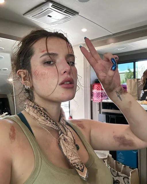 American actress Bella Thorne in the second decade of November 2023 gets ready to film a new project. (Photo by Bellathorne/Instagram)