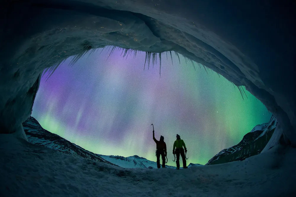 The Northern Lights set a Glacier Aglow