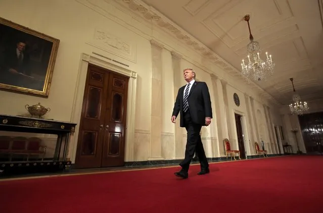 U.S. President Donald Trump arrives to announce his nomination of Neil Gorsuch for the empty associate justice seat of the U.S. Supreme Court at the White House in Washington, D.C., U.S., January 31, 2017. (Photo by Carlos Barria/Reuters)