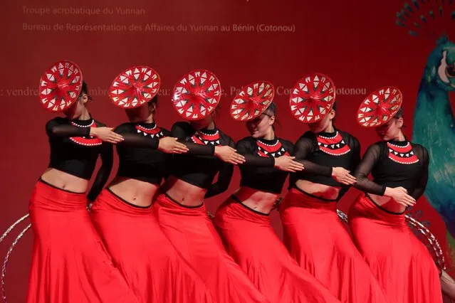 Visiting dancers in Benin mark 70 years of the People’s Republic of China on September 17, 2019. (Photo by Seraphin Zounyekpe/Xinhua News Agency)