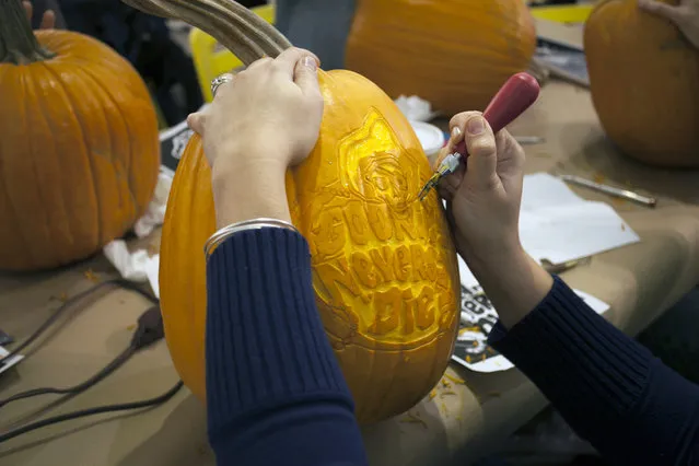 A Goonies pumpkin in progress at Cotton Candy Machine in Brooklyn, N.Y. on October 18, 2014. (Photo by Siemond Chan/Yahoo Finance)