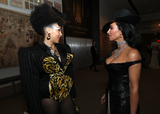 Doja Cat and Kim Kardashian attend the 2025 Met Gala Celebrating “Superfine: Tailoring Black Style” at Metropolitan Museum of Art on May 05, 2025 in New York City.  (Photo by Kevin Mazur/MG25/Kevin Mazur/Getty Images for The Met Museum/Vogue)