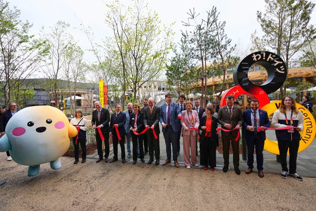 Officials participate in the opening of Germany's pavilion on the opening day of the Expo 2025 in Osaka, central Japan, Sunday, April 13, 2025. (Photo by Hiro Komae/AP Photo)