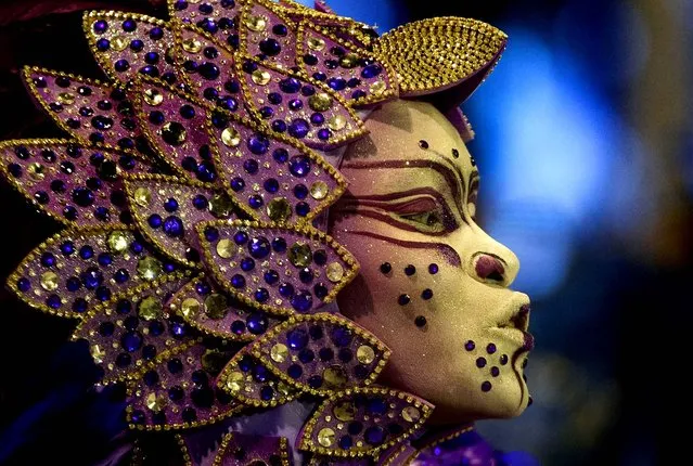 A dancer from the Nene da Vila Matilde samba school performs in Sao Paulo. (Photo by Andre Penner/Associated Press)