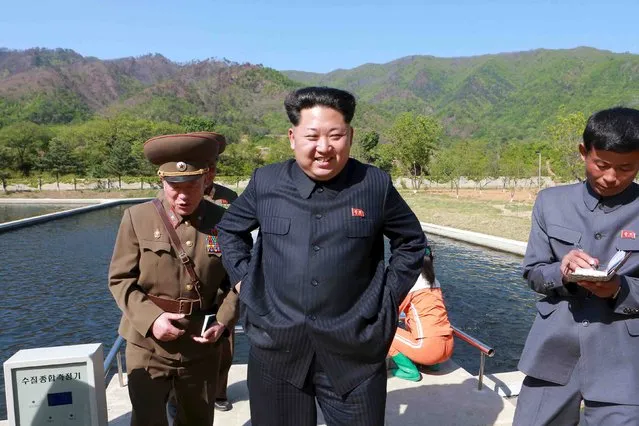 North Korean leader Kim Jong Un visits the Anbyon Fish Farm under under Korean People's Army (KPA) Unit 580, in this undated photo released by North Korea's Korean Central News Agency (KCNA) in Pyongyang on May 11, 2015. (Photo by Reuters/KCNA)