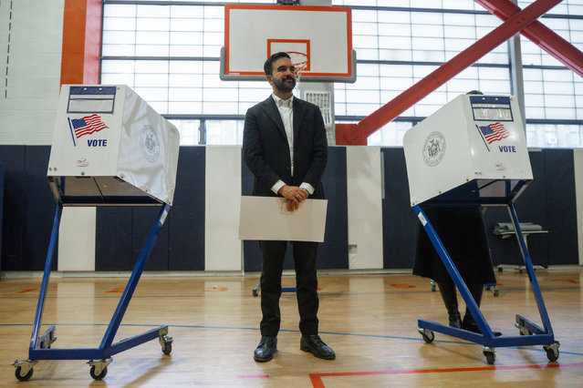 New York mayoral candidate Zohran Mamdani votes at a voting site on Tuesday, November 4, 2025, in New York. (Photo by Olga Fedorova/AP Photo)
