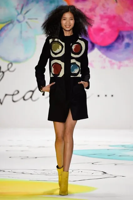A model walks the runway at the Desigual fashion show during Mercedes-Benz Fashion Week Fall 2015 at The Theatre at Lincoln Center on February 12, 2015 in New York City. (Photo by Frazer Harrison/Getty Images for Mercedes-Benz Fashion Week)