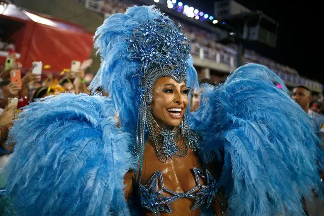 Queen of drums, Sabrina Sato of Unidos de Vila Isabel samba school during the Champions Parade on the last day of Rio de Janeiro 2022 Carnival at Marques de Sapucai Sambadrome on May 01, 2022 in Rio de Janeiro, Brazil. Rio de Janeiro's iconic carnival returns to the sambodrome after a two year suspension and postponements due to the coronavirus pandemic. (Photo by Wagner Meier/Getty Images)