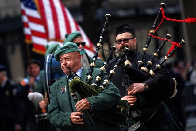 Revellers march during the annual Saint Patrick's Day Parade on 5th Avenue in Manhattan, New York City, U.S., March 16, 2024. (Photo by Eduardo Munoz/Reuters)