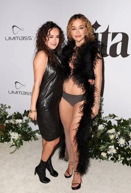British singer-songwriter Rita Ora with her older sister Elena (L) in Los Angeles, California, USA on February 03, 2023. (Photo by Chelsea Lauren/Rex Features/Shutterstock)