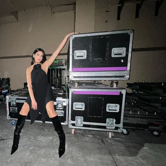 English singer Dua Lipa shares a behind-the-scenes snap from “The Late Show” in New York on Thursday, February 3, 2022. (Photo by dualipa/Instagram)
