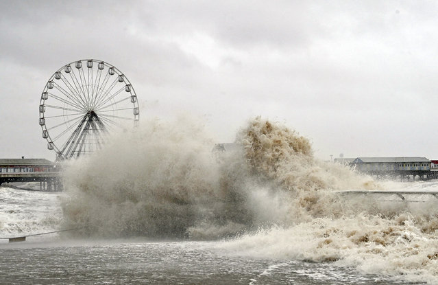 Stormy Weather on Blackpool's Central Promenade, United Kingdom on April 9, 2024. (Photo by Dave Nelson/The Sun)