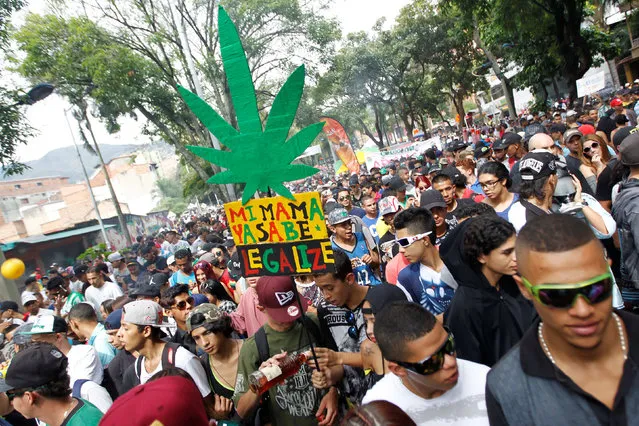 Thousands of people taken take part in a global March for marijuana in Medellin, Colombia, May 7, 2016. (Photo by Fredy Builes/Reuters)
