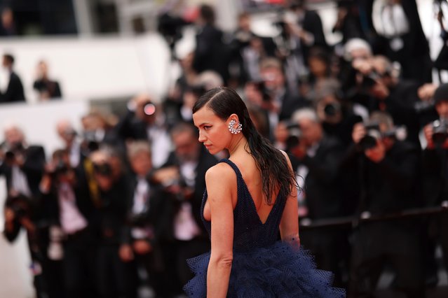 Russian model Irina Shayk poses for photographers upon arrival at the premiere of the film “Killers of the Flower Moon” at the 76th international film festival, Cannes, southern France, Saturday, May 20, 2023. (Photo by Vianney Le Caer/Invision/AP Photo)