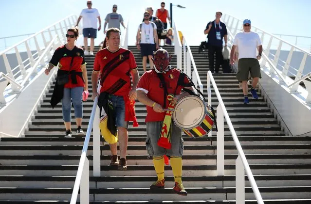 Belgium fans before the Women's Euro 2022 Group D Belgium v Iceland soccer match at Manchester City Academy Stadium, Manchester, Britain on July 10, 2022. (Photo by Molly Darlington/Reuters)