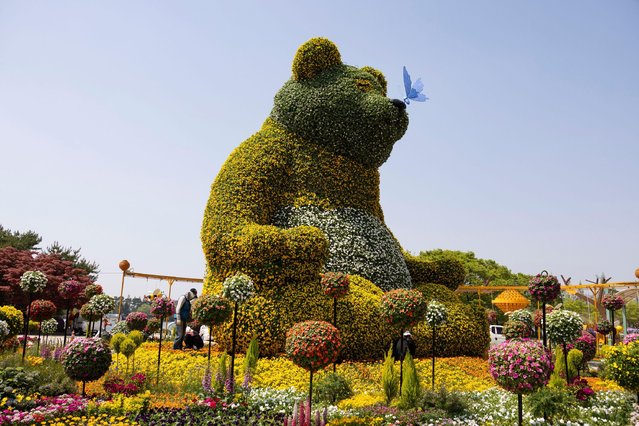 An installation is pictured during a media preview of International Horticulture Goyang Korea, an international flower exhibition, in Goyang, Gyeonggi Province of South Korea, on April 24, 2025. The exhibition will be held from April 25 to May 11 here this year. (Photo by Jun Hyosang/Xinhua/Alamy Live News)