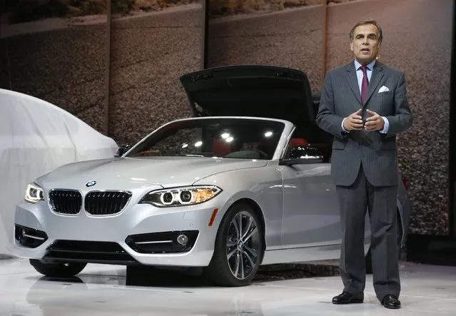 Ludwig Willisch, chairman and CEO of BMW USA, speaks during the Los Angeles Auto Show in Los Angeles, California November 19, 2014. (Photo by Lucy Nicholson/Reuters)