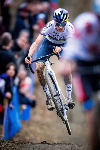 British cyclist Tom Pidcock competes the Men Elite race of “Grand Prix Sven Nys” cyclo-cross event, the third stage in the X²O Badkamers Trophy (Trofee Veldrijden) competition, in Baal, on January 1, 2023. (Photo by Jasper Jacobs/BELGA via AFP Photo)