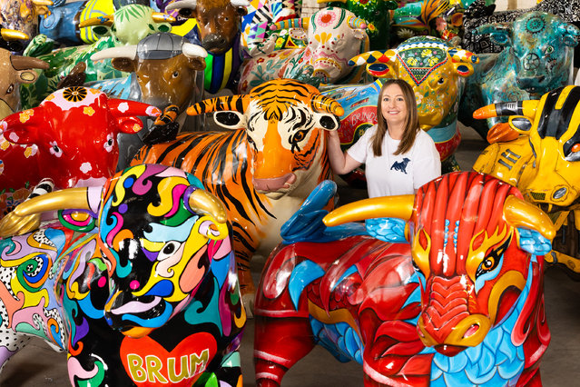 Forty fibreglass bulls have been placed on July 16, 2025 across Birmingham in UK for an art trail inspired by the Bullring and organised by Birmingham Hospice, which will benefit when they are auctioned off. (Photo by Dave Warren/London News Pictures)