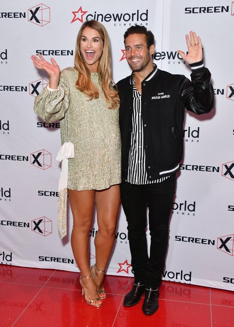 Spencer Matthews and Vogue Williams attend the Launch party of Cineworld Group's new Korean-developed technology, using projections on the side of theatre walls to create a 270 degree viewing experience, at Cineworld Greenwich, The O2, London, UK on August 9, 2018. (Photo by Nils Jorgensen/Rex Features/Shutterstock)