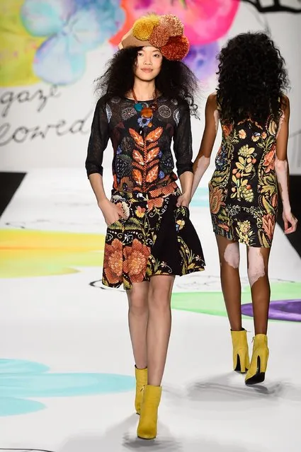 A model walks the runway at the Desigual fashion show during Mercedes-Benz Fashion Week Fall 2015 at The Theatre at Lincoln Center on February 12, 2015 in New York City. (Photo by Frazer Harrison/Getty Images for Mercedes-Benz Fashion Week)
