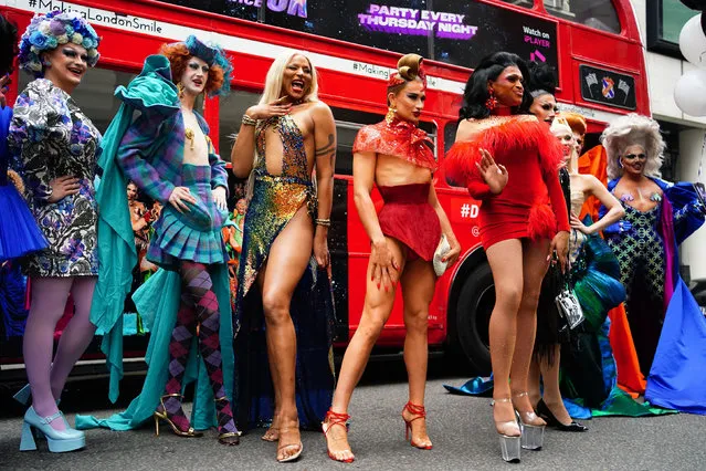 This year's Drag queens contestants outside BBC New Broadcasting House, London, promoting the new series of Drag Race UK on Tuesday, September 19, 2023. (Photo by Victoria Jones/PA Images via Getty Images)