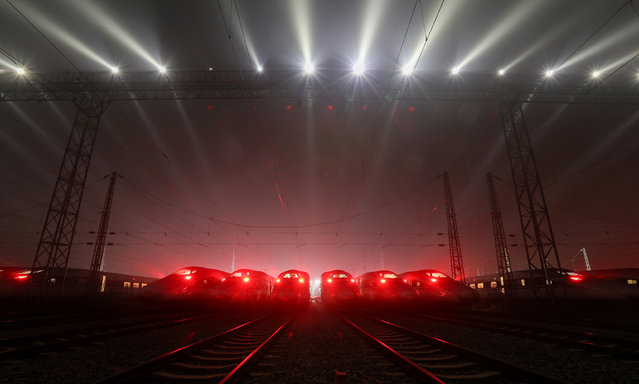 High-speed railway trains are parked at a maintenance station, on the first day of the annual Spring Festival travel rush ahead of the Lunar New Year, in Wuhan, Hubei province, China, January 13, 2017. (Photo by Reuters/Stringer)