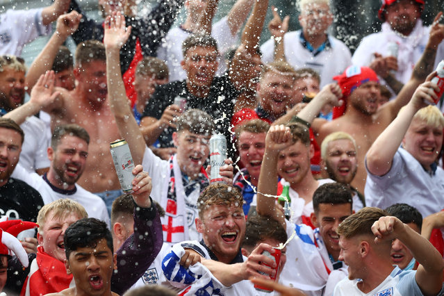 England fans congregate prior to the UEFA Euro 2020 Championship Final between Italy and England at Wembley Stadium on July 11, 2021 in London, United Kingdom. (Photo by Marc Atkins/Getty Images)