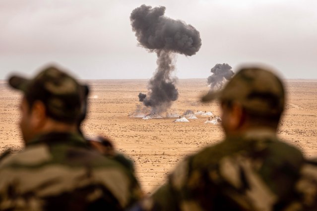 Members of the Moroccan royal armed forces (FAR) take part in the joint US military exercise “African Lion” in the Tan-Tan region in southwestern Morocco on May 31, 2024. (Photo by Fadel Senna/AFP Photo)