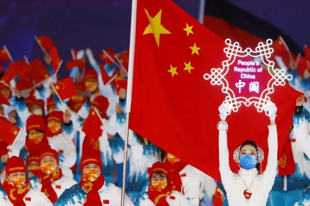 Members of Team China enter the stadium during the Opening Ceremony of the Beijing 2022 Winter Paralympics at the Beijing National Stadium on March 4, 2022 in Beijing, China. (Photo by Gonzalo Fuentes/Reuters)