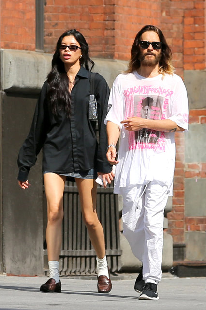 American actor and musician Jared Leto and his girlfriend Thet Thinn head to lunch in New York City in the second decade of July 2024. (Photo by Christopher Peterson/Splash News and Pictures)